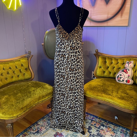 ❌SOLD🏷️Vintage 70s Vanity Fair Leopard Print Slip Dress Size 36 - Picture 6 of 9